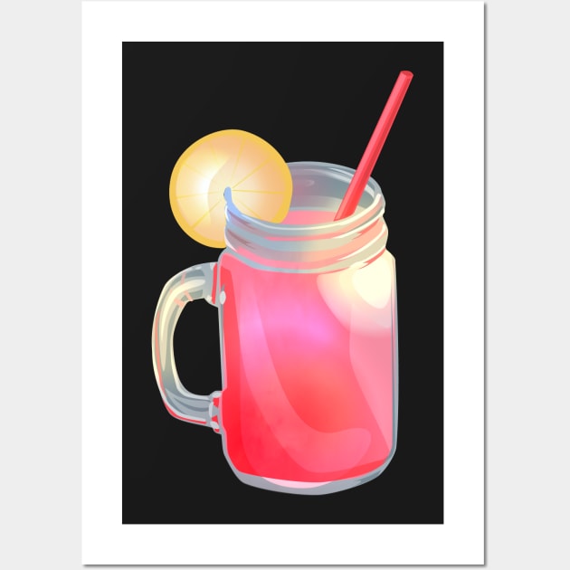 Pink Lemonade in Glass Jar Wall Art by LyddieDoodles